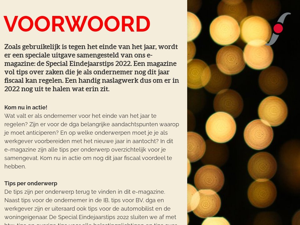 Pagina 1 | Voorwoord - Special eindejaarstips 2022